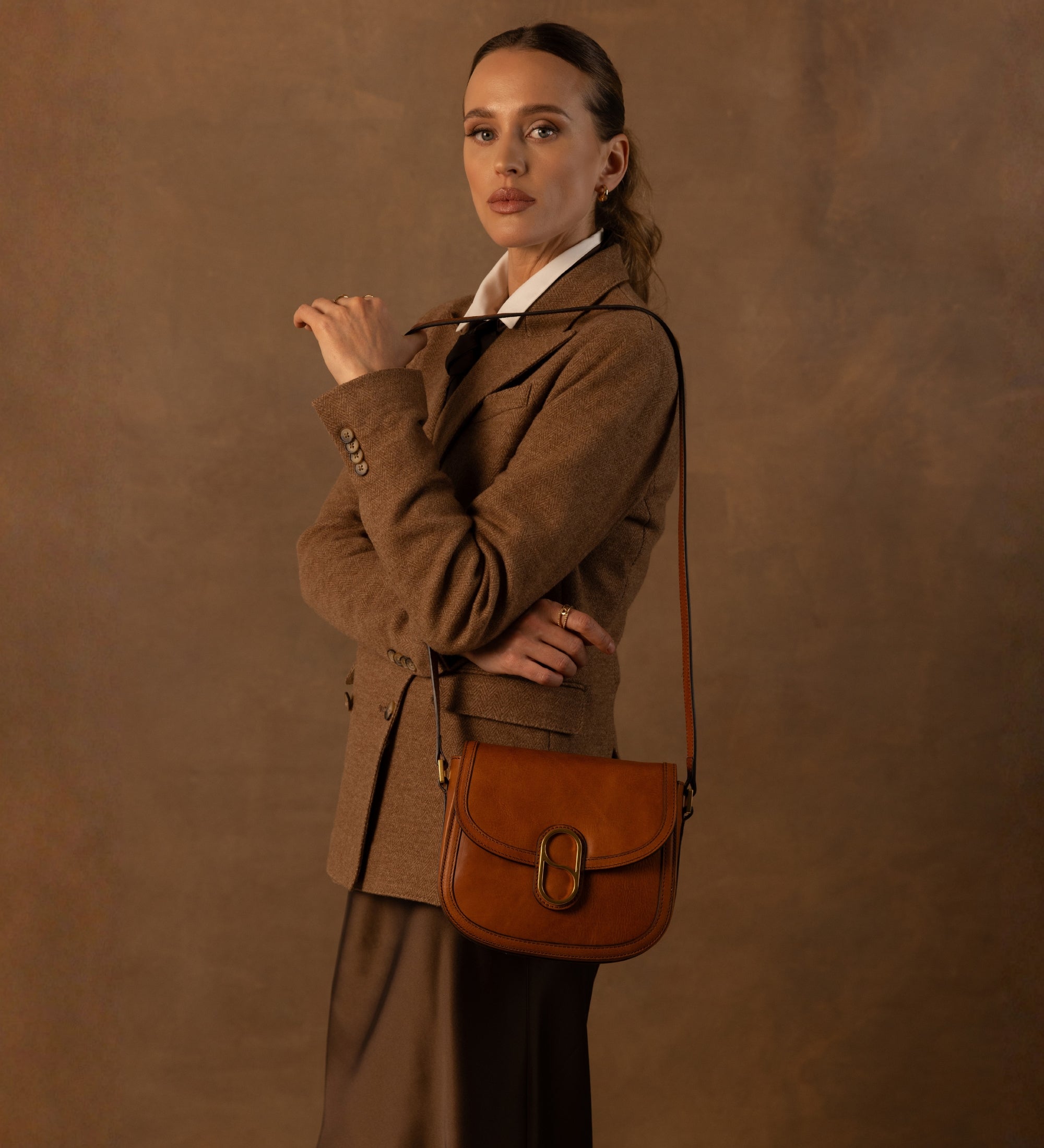 Womens Leather Saddle Bag - Villette
