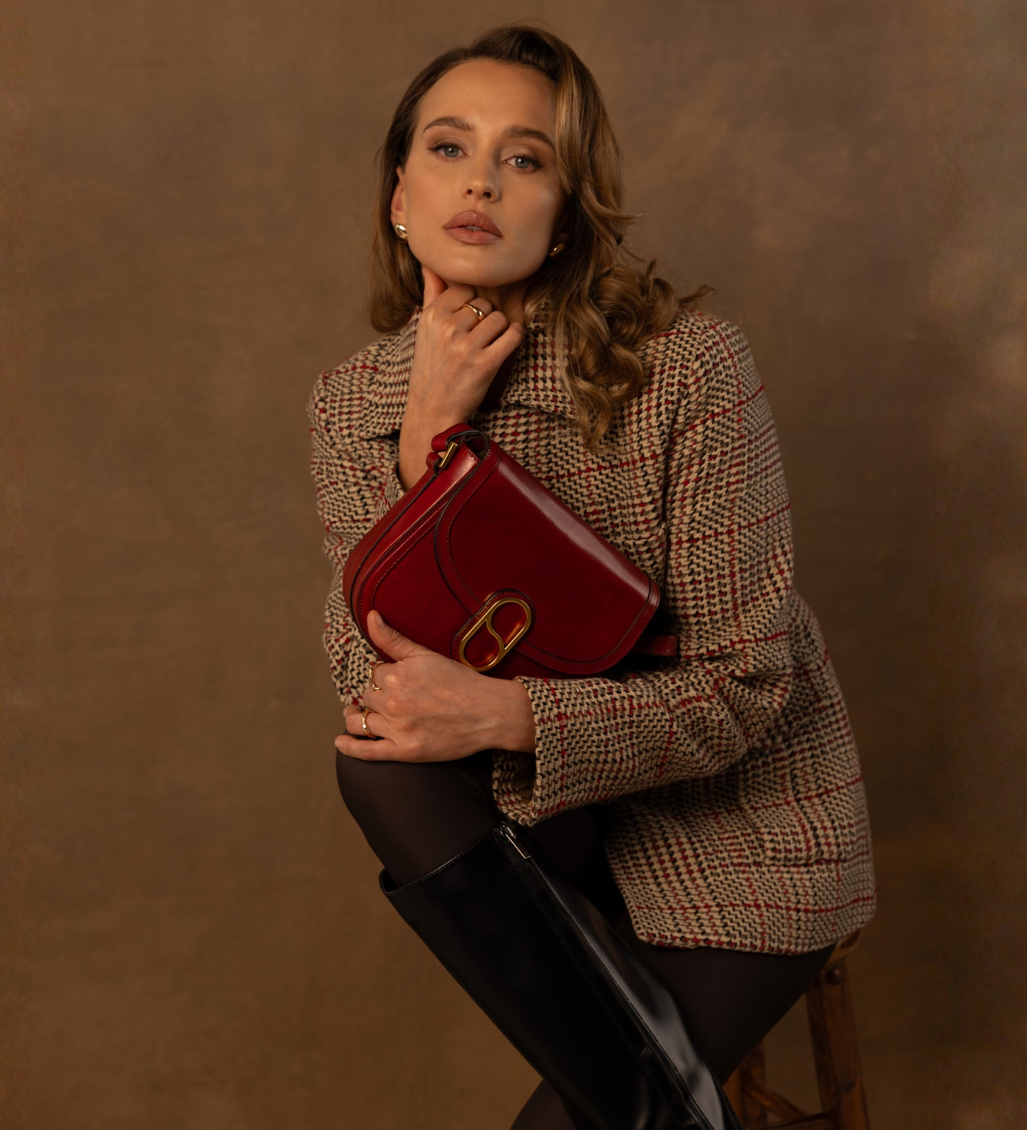 Womens Leather Saddle Bag - Villette