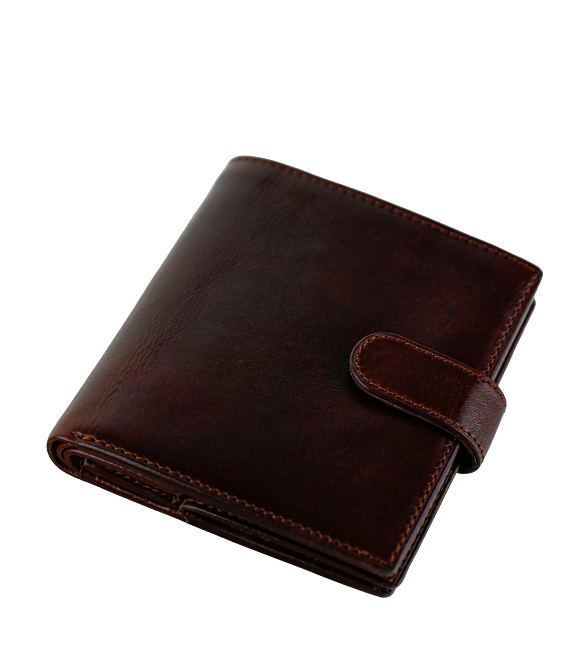 Leather Bifold Wallet with a Snap Closure - Ironweed