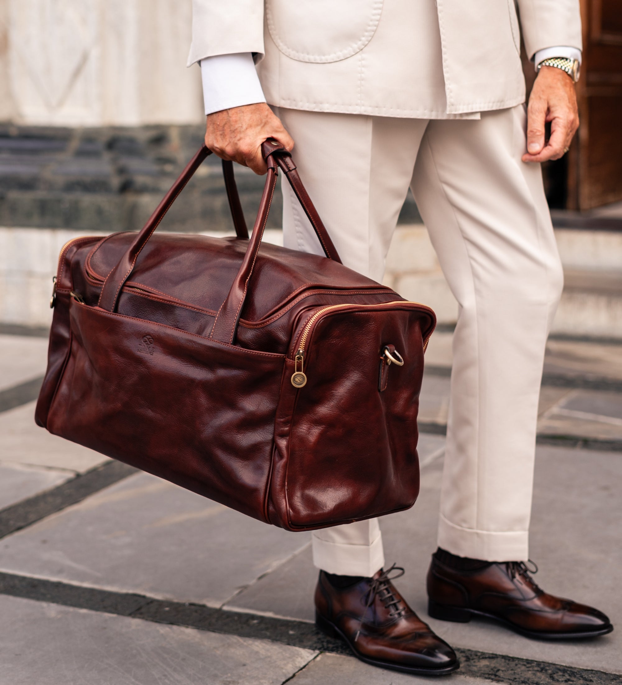 Large Italian Leather Duffel Bag - The Hitchhikers Guide to the Galaxy