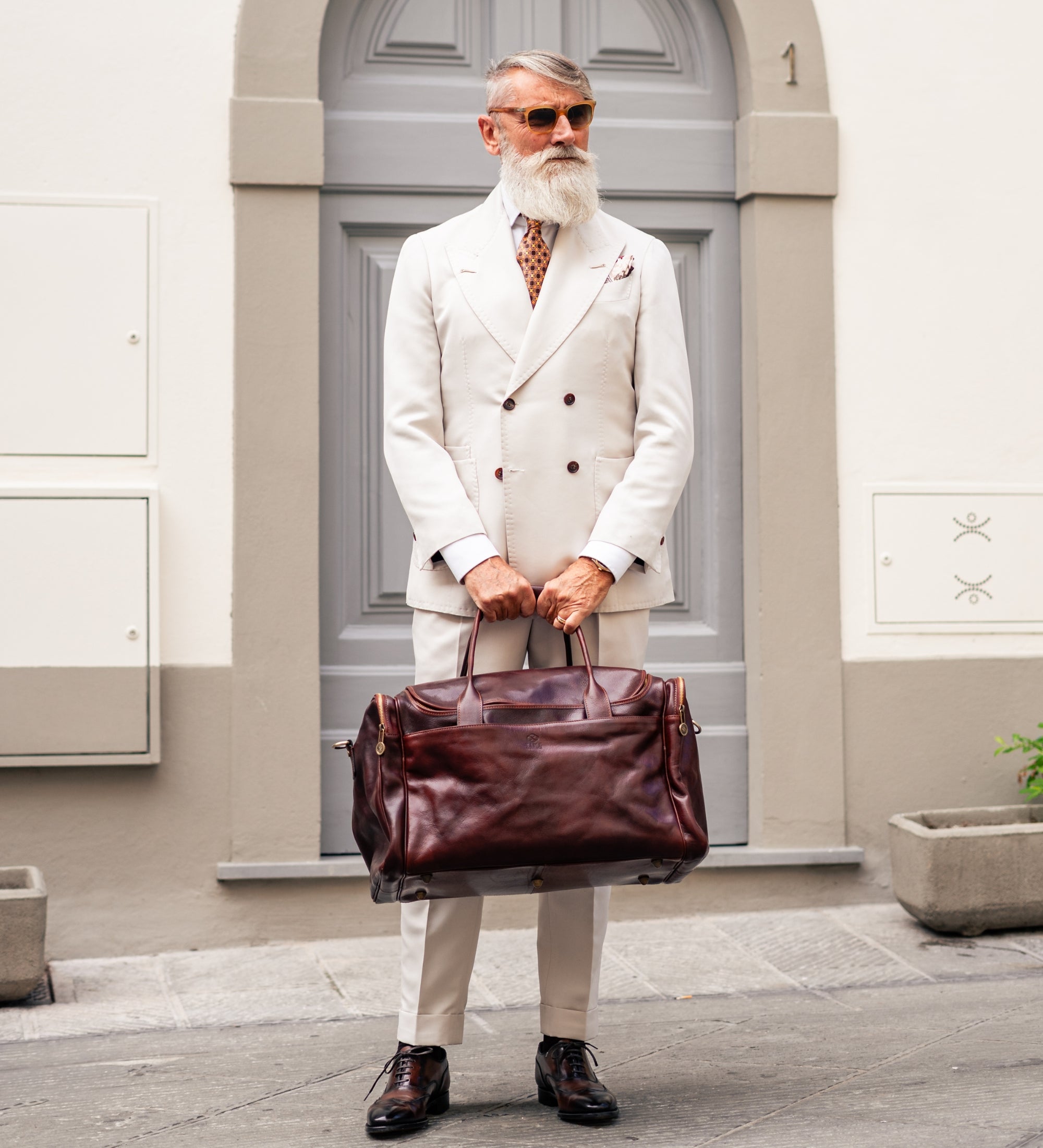 Large Italian Leather Duffel Bag - The Hitchhikers Guide to the Galaxy