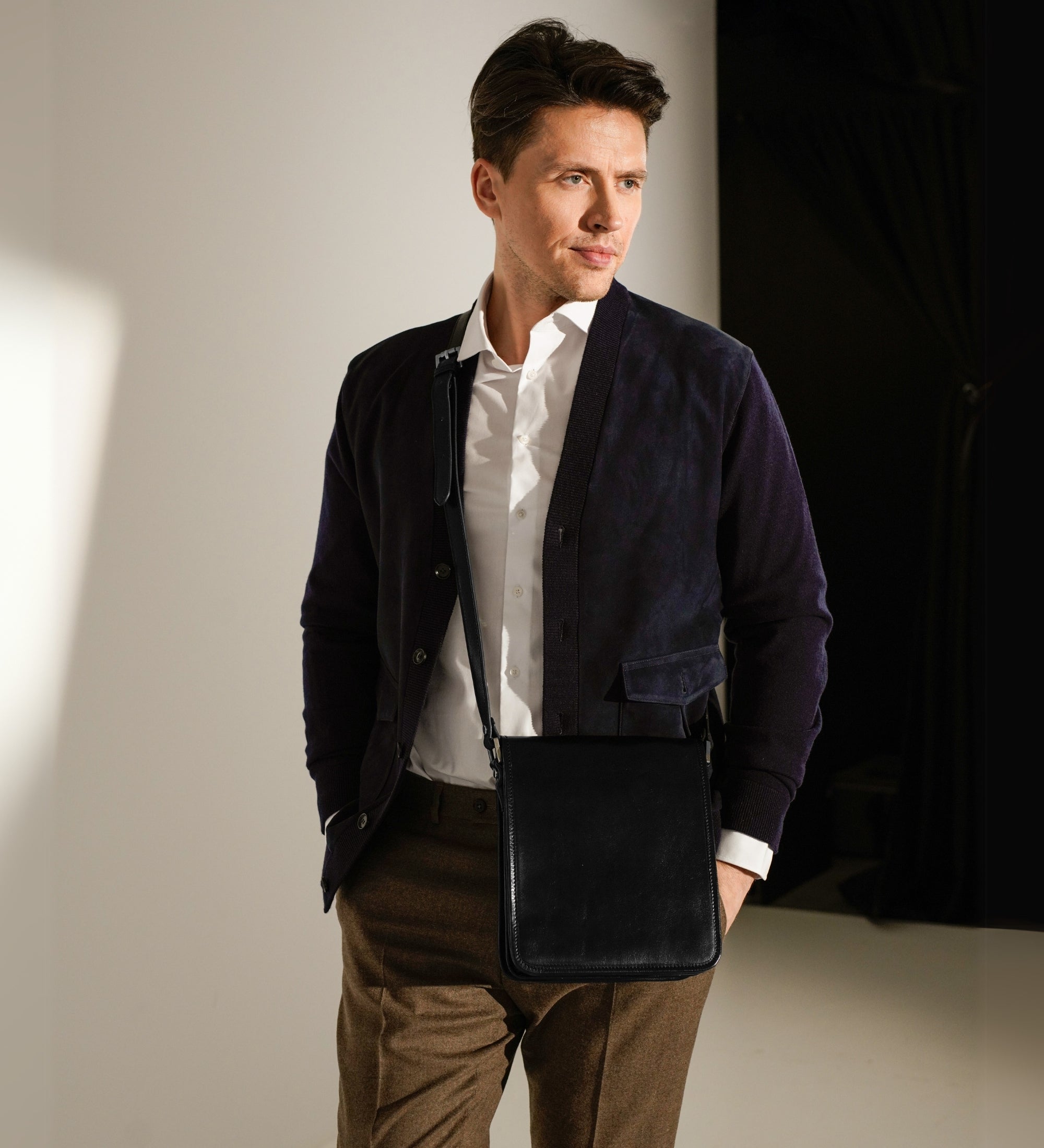 Small Leather Messenger Bag - On The Road