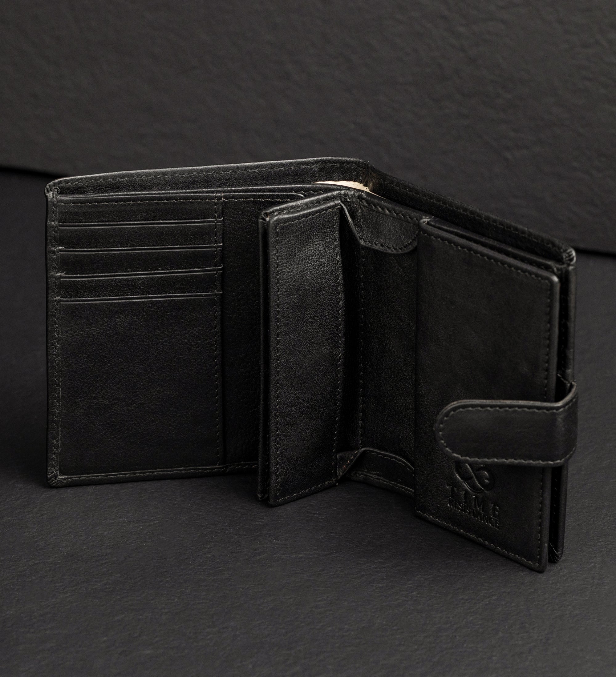 Leather Bifold Wallet with a Snap Closure - Ironweed
