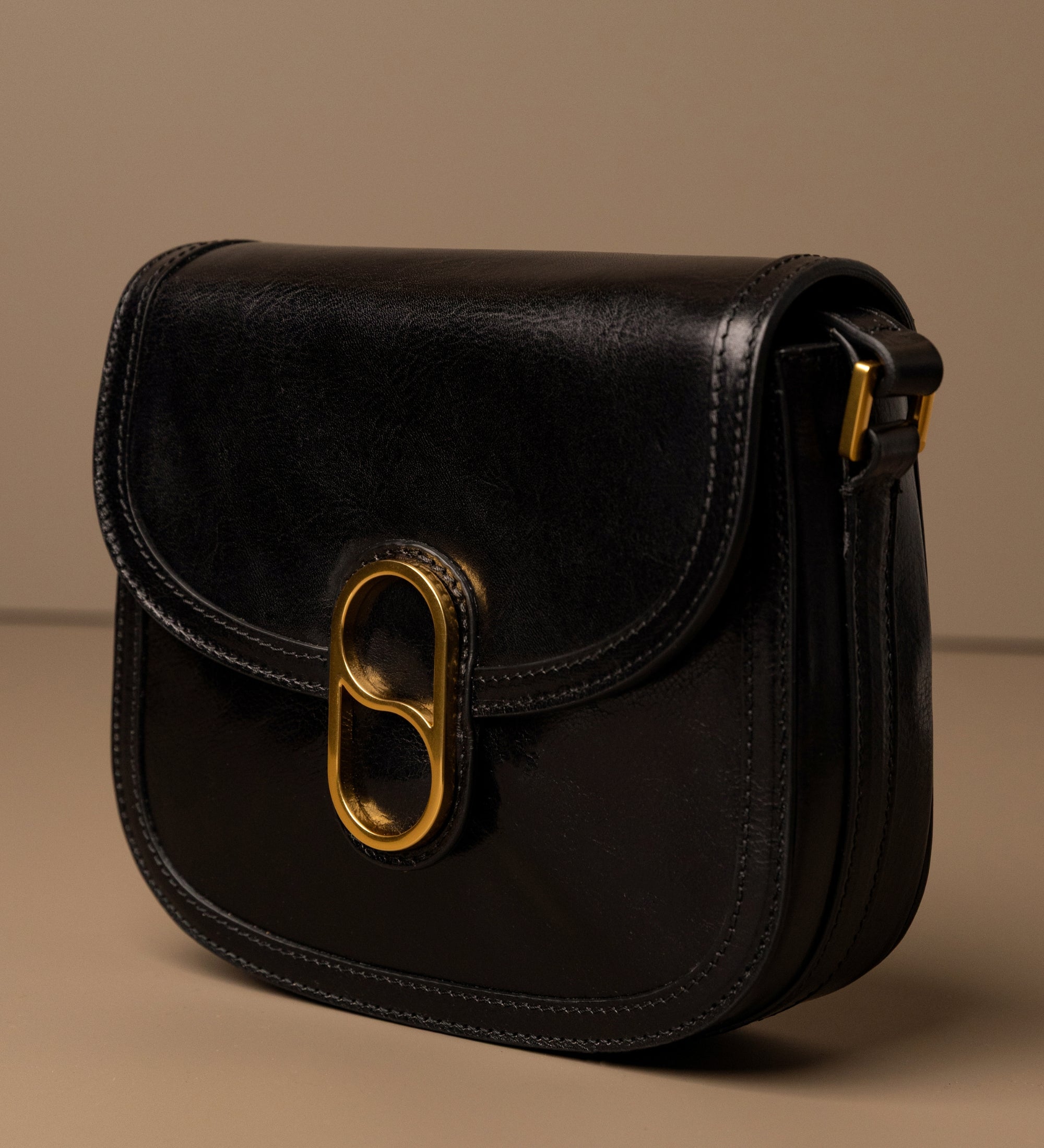 Womens Leather Saddle Bag - Villette