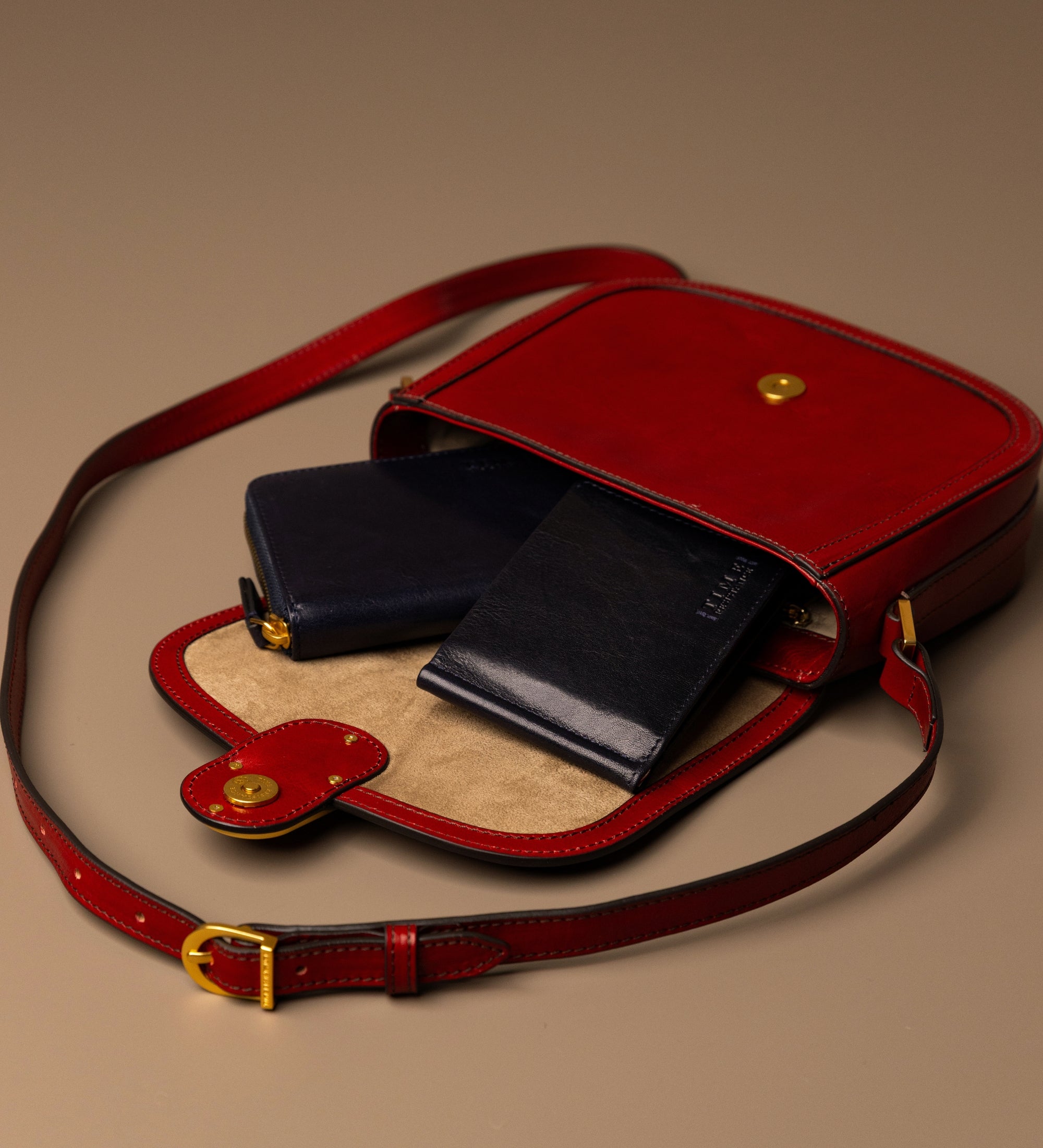 Womens Leather Saddle Bag - Villette