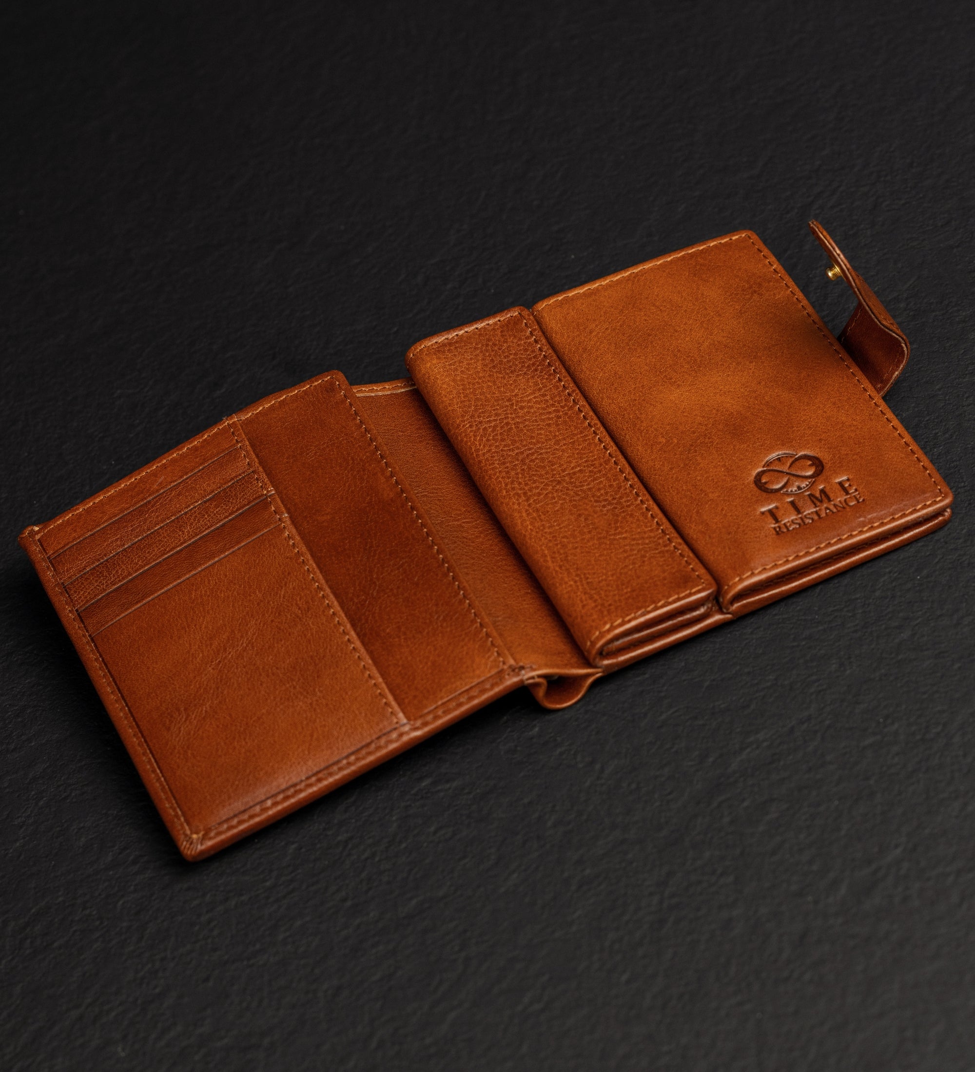 Leather Bifold Wallet with a Snap Closure - Ironweed