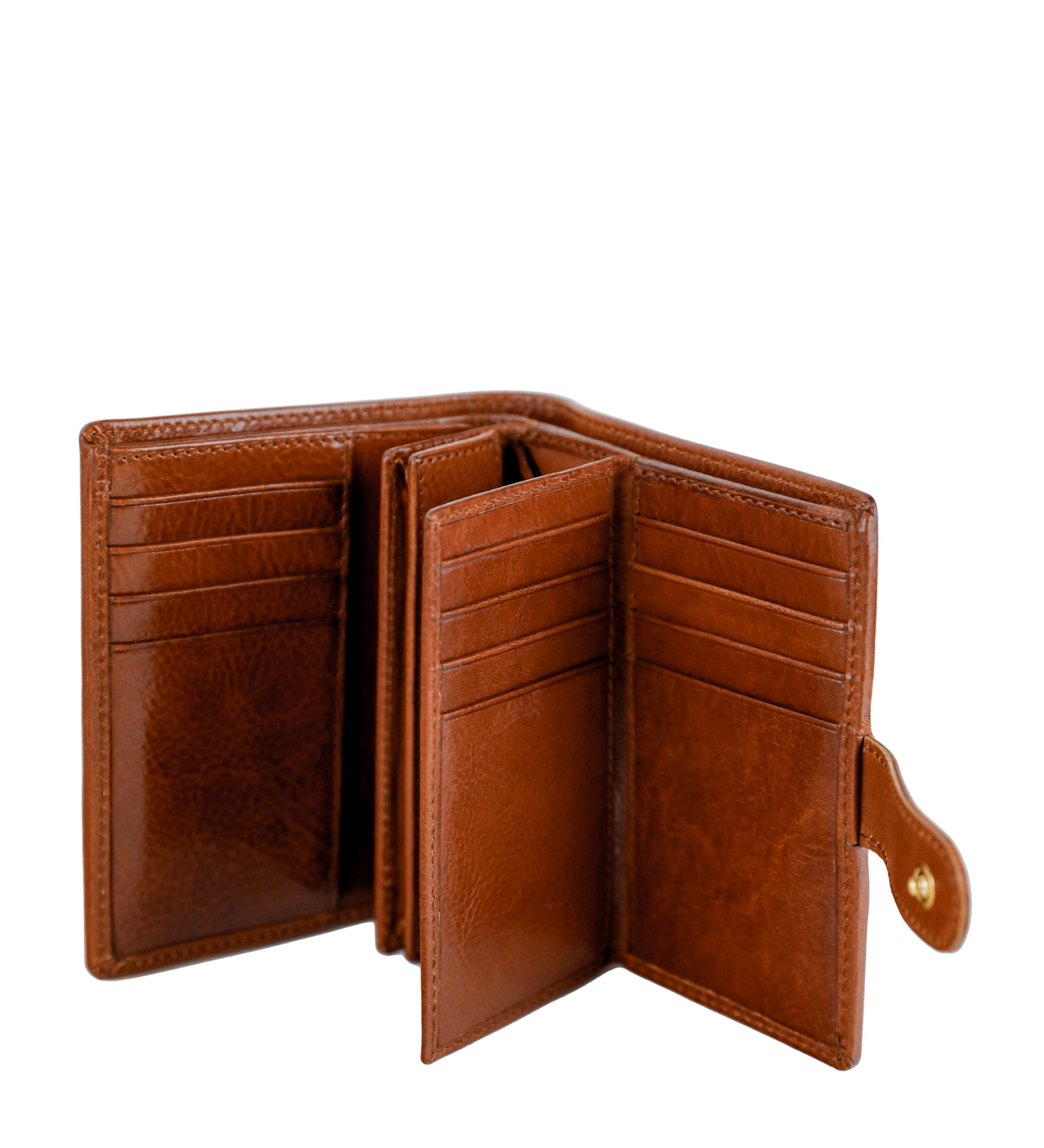 Leather Bifold Wallet with a Snap Closure - Ironweed
