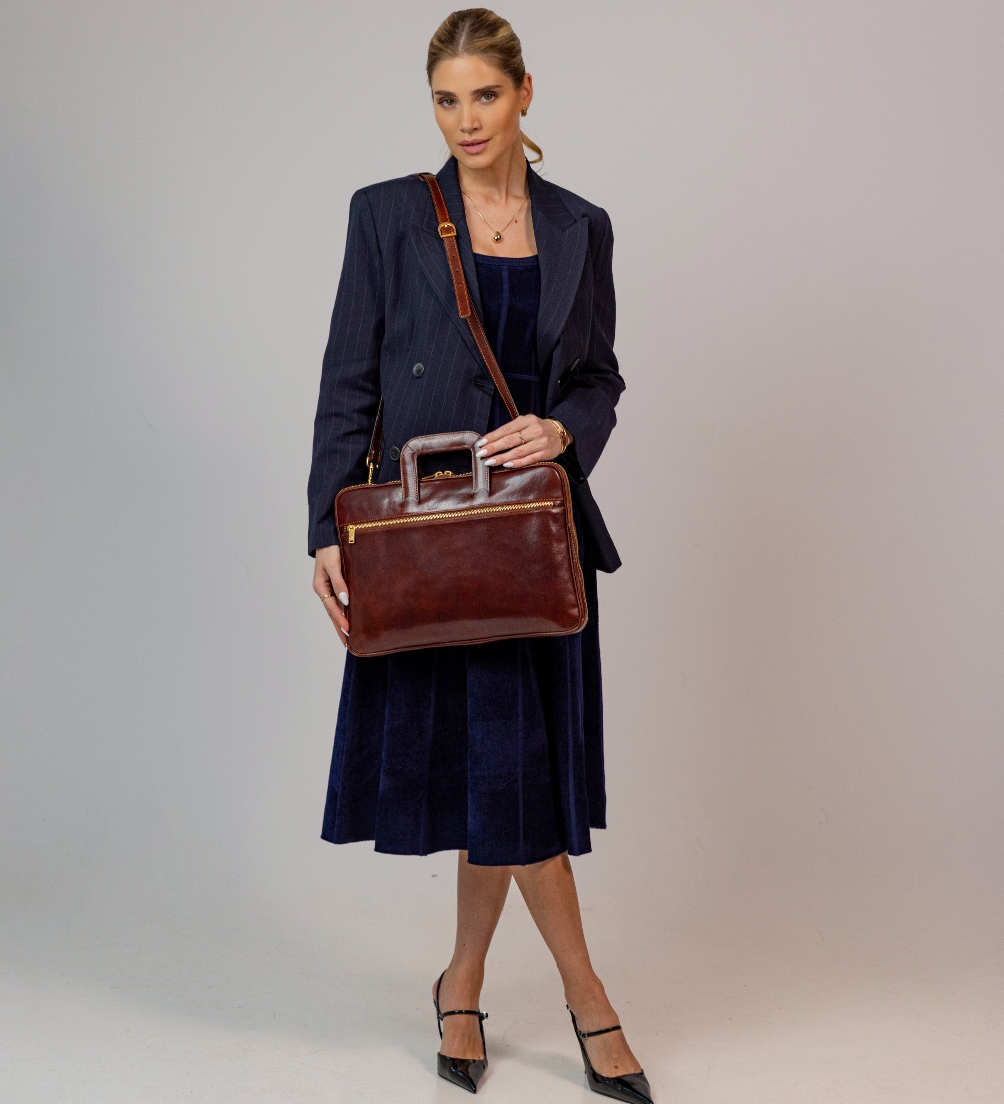 Womens Leather Briefcase Laptop Bag - Brave New World