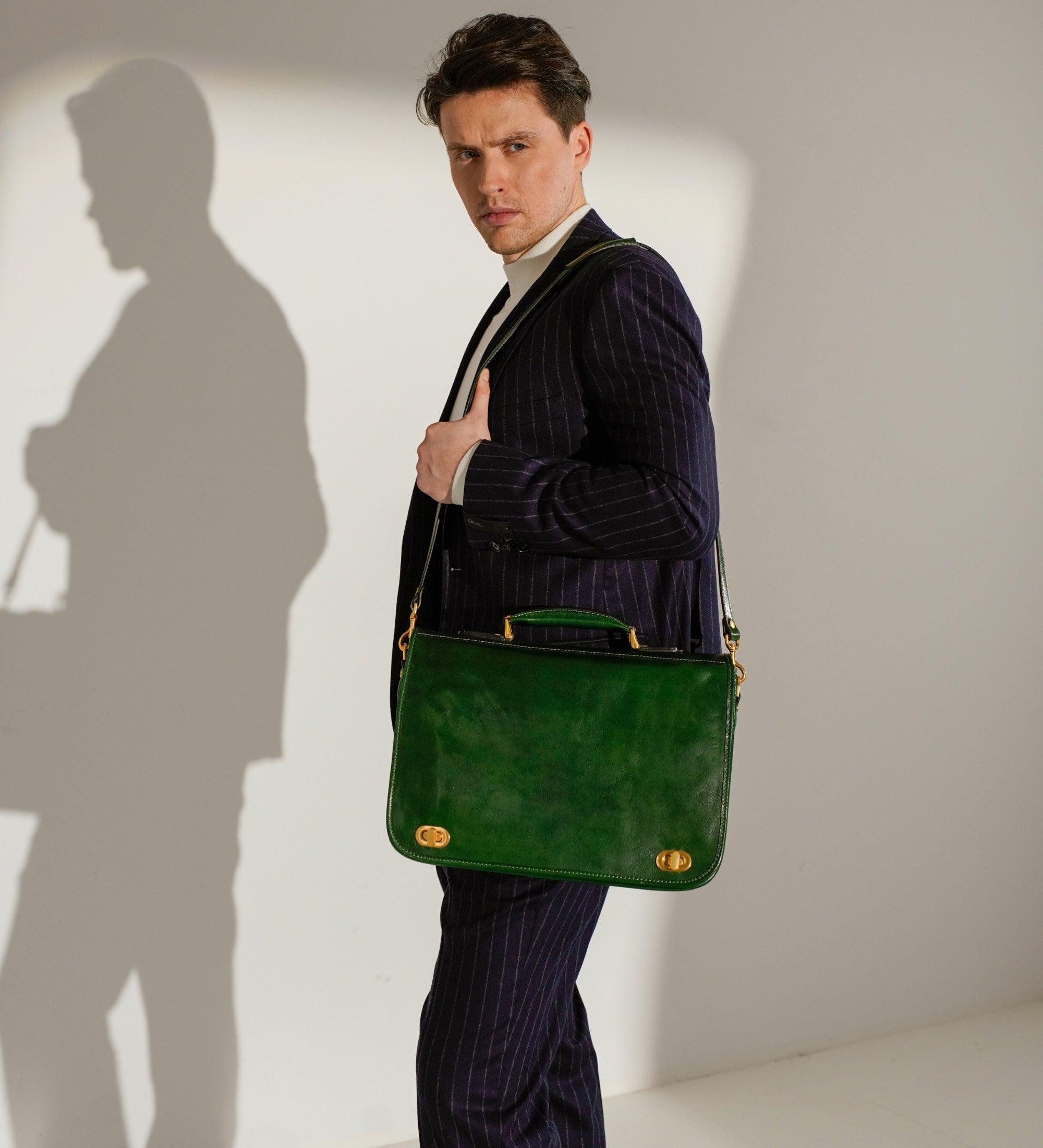 Leather Briefcase Laptop Bag - Illusions