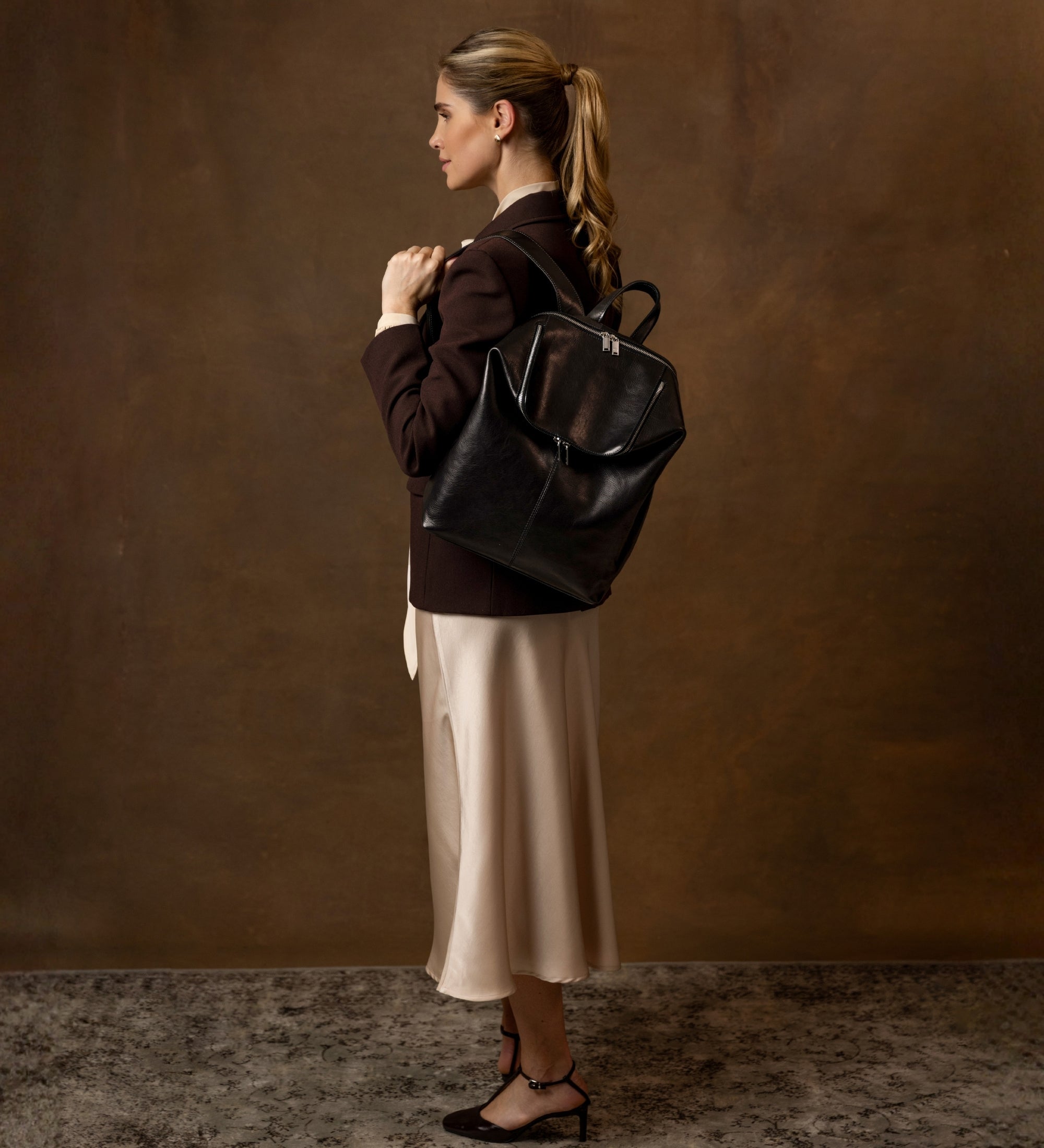 Leather Backpack for Women - A Bend in the River