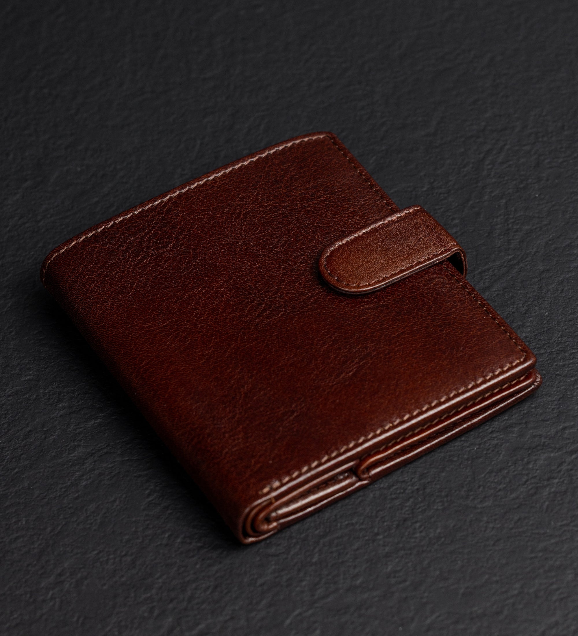Leather Bifold Wallet with a Snap Closure - Ironweed