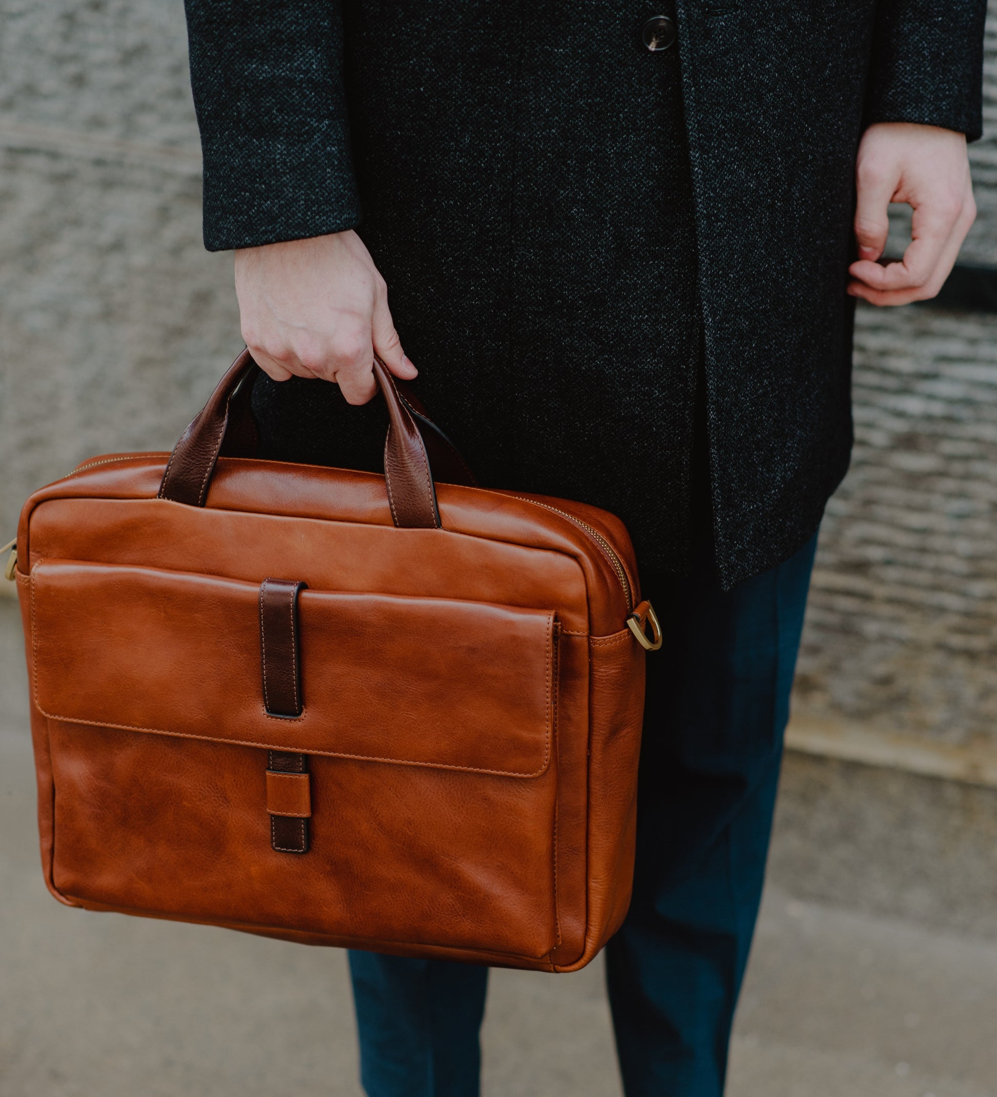 Large Leather Briefcase Laptop Bag - The Chateau