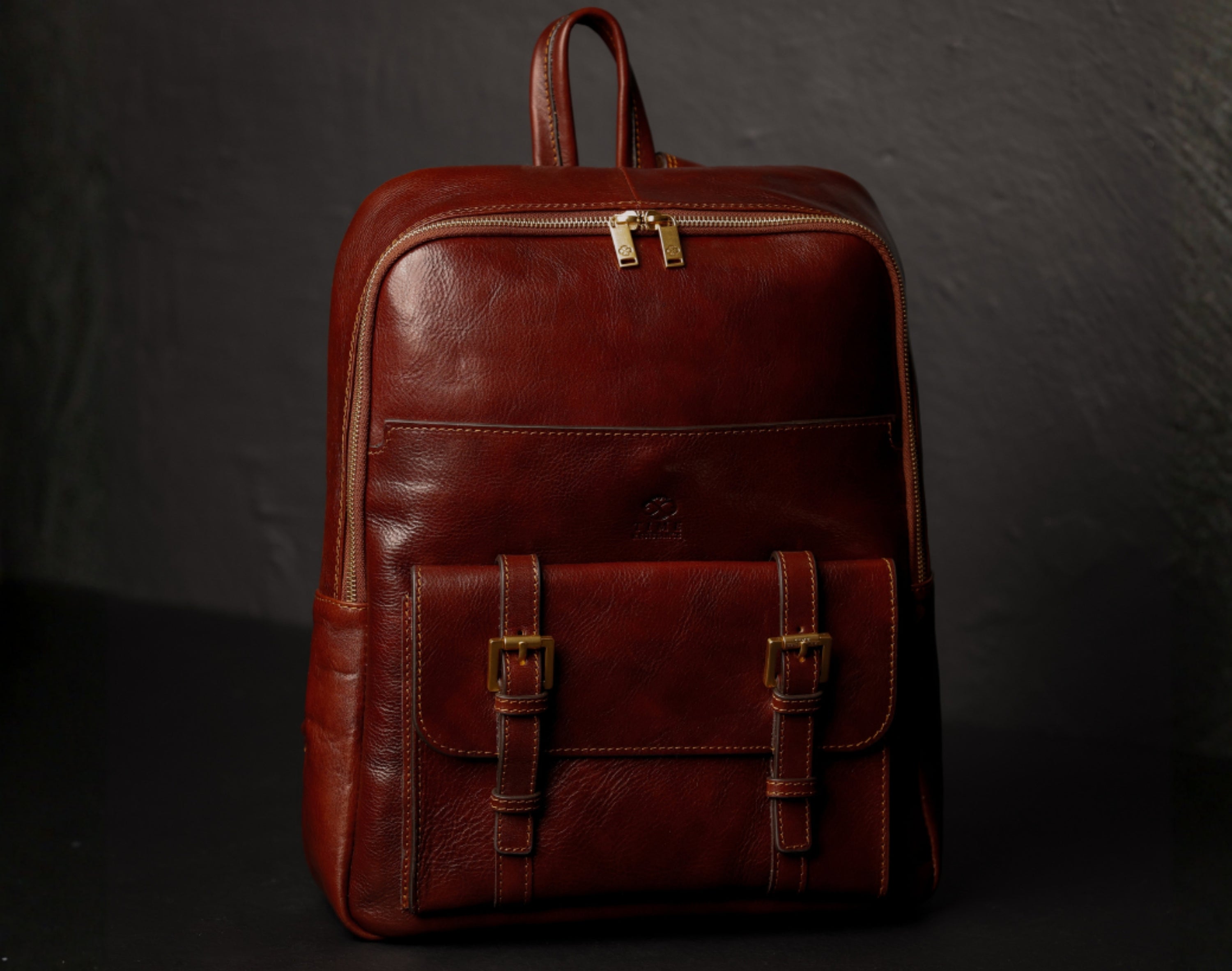Full-grain leather backpack