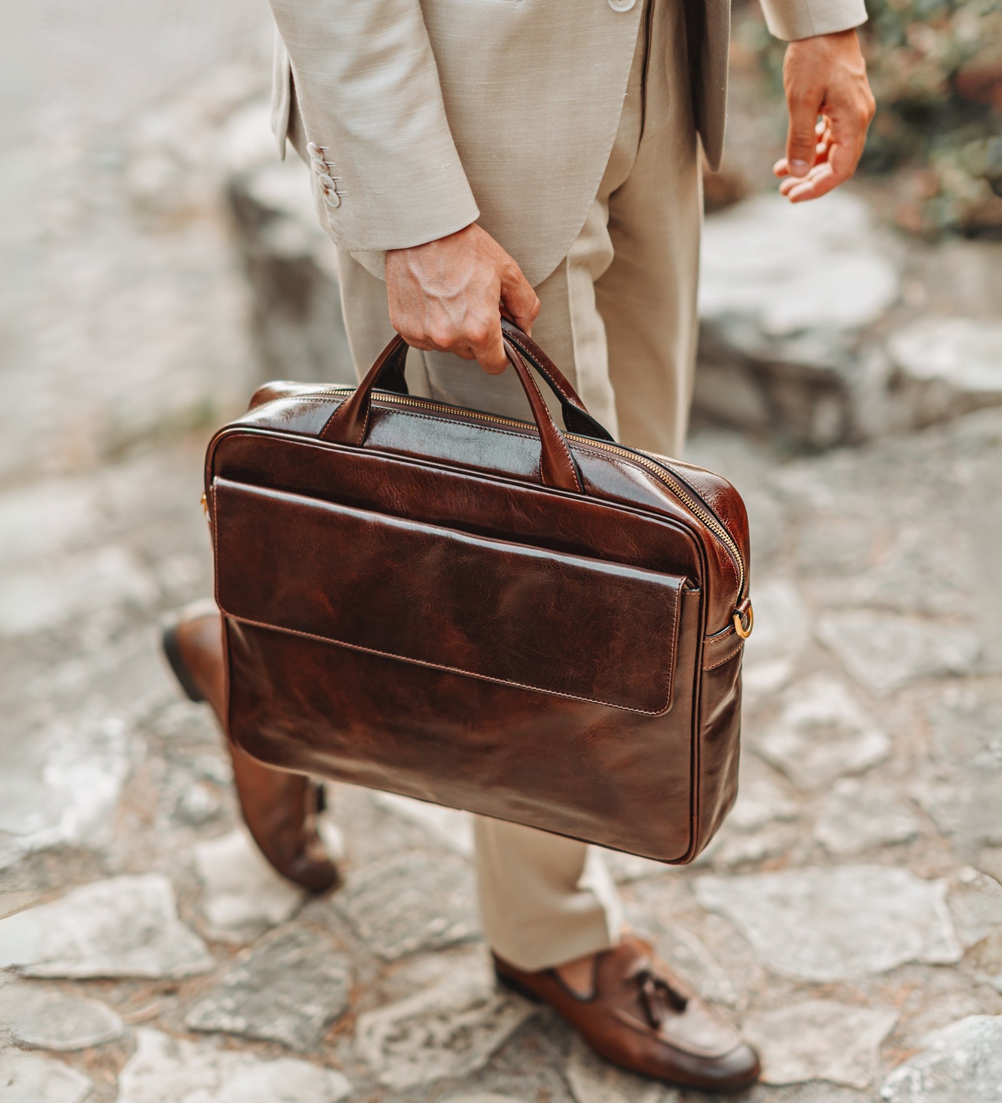 Leather Briefcase Laptop Bag - The Sheltering Sky