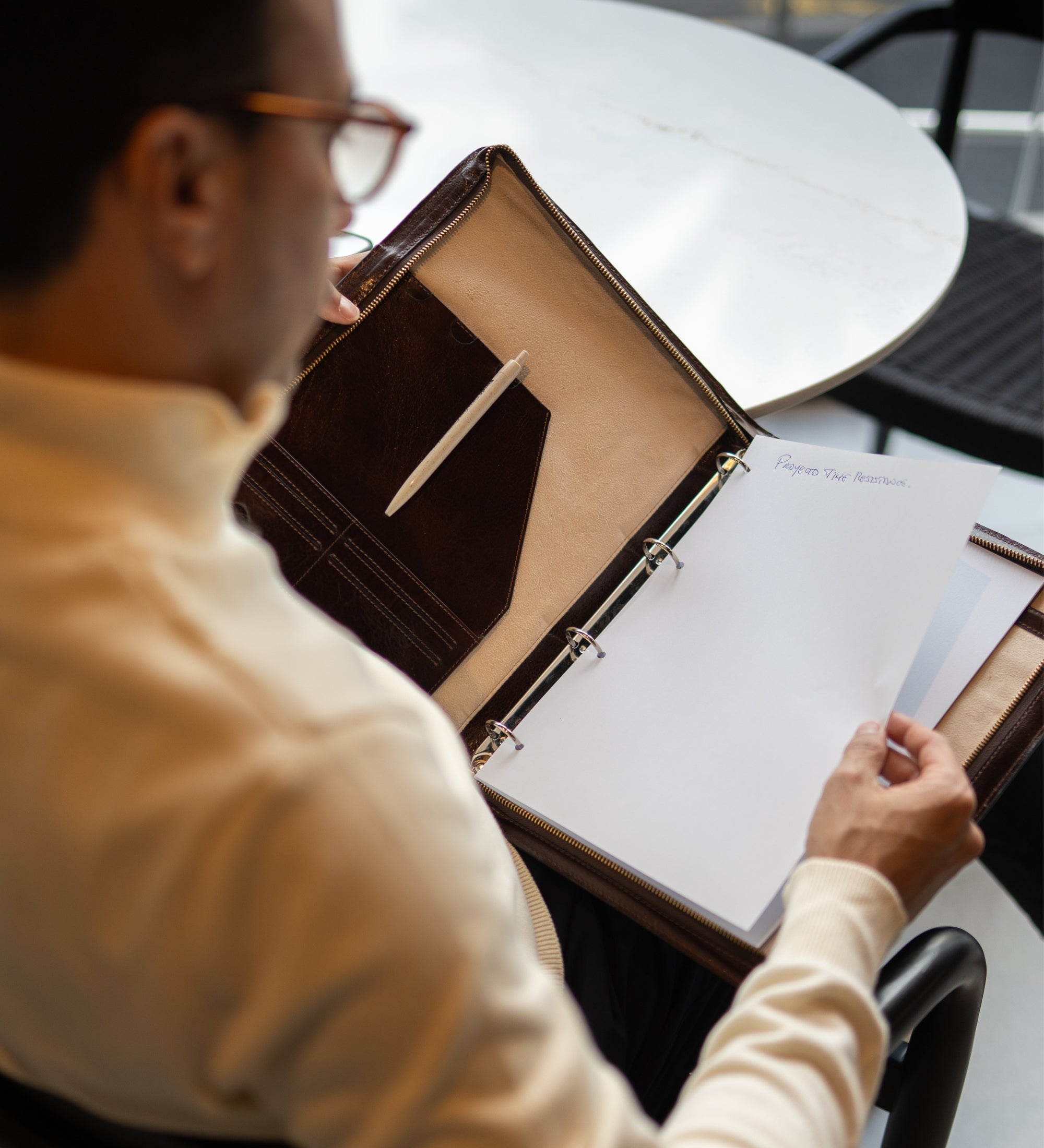 Leather Portfolio with Binder - Joy in the Morning