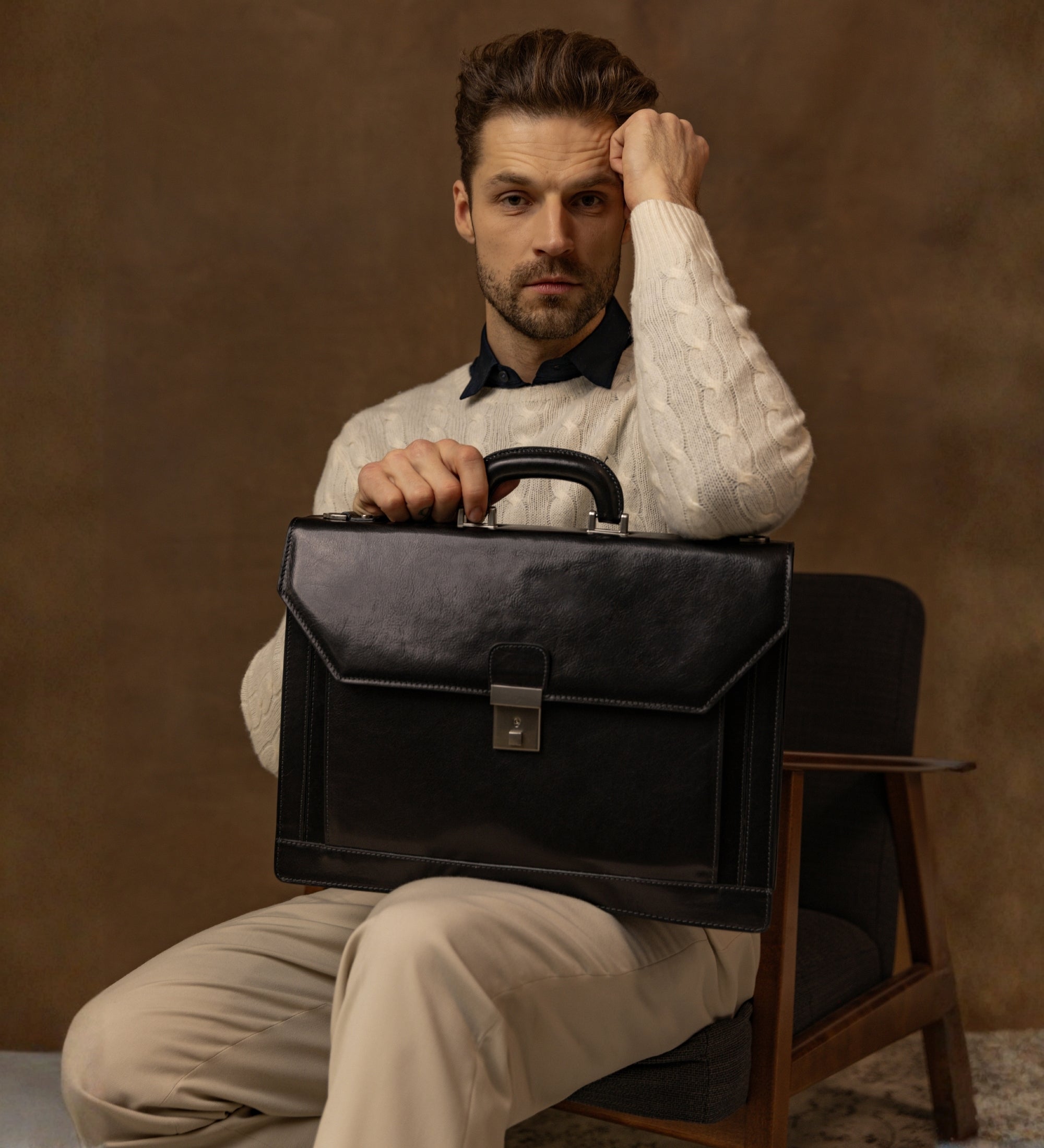 Large Leather Briefcase - Invisible Man