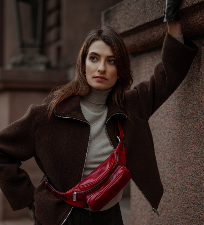 Womens Leather Sling Bag Belly Bag - Independent People