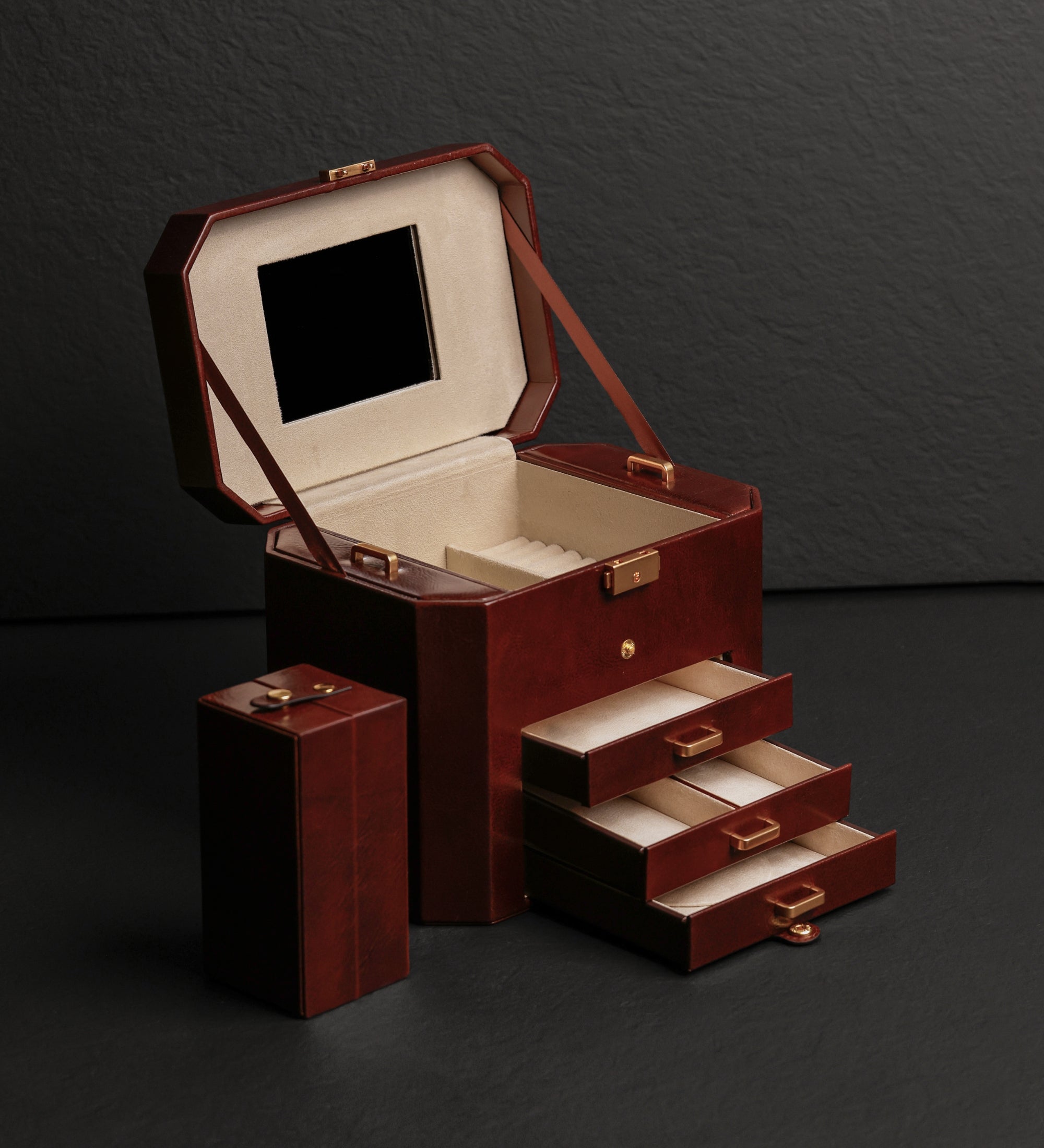 Large Leather Jewelry Box for Women - A Handful of Dust