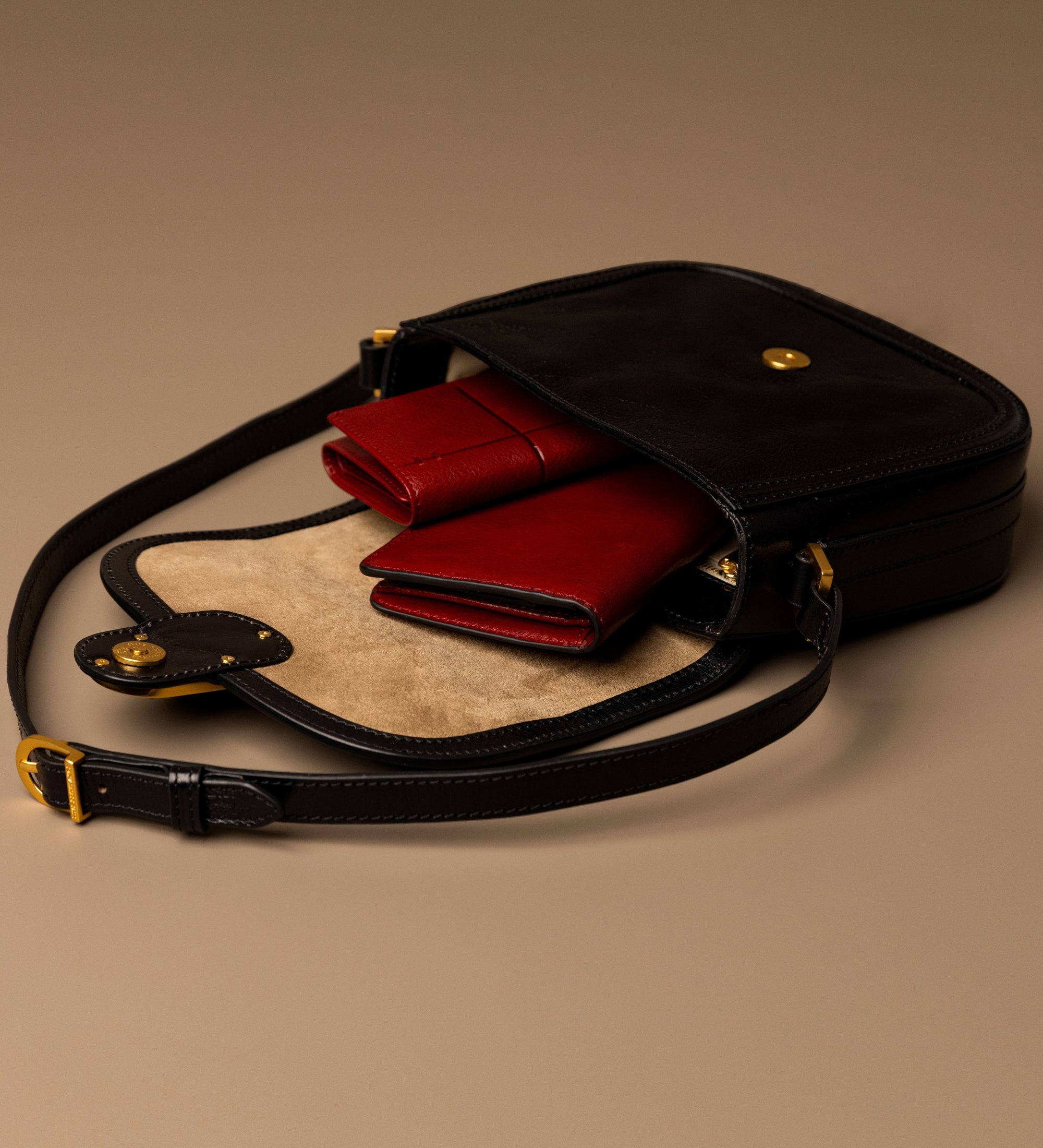 Womens Leather Saddle Bag - Villette
