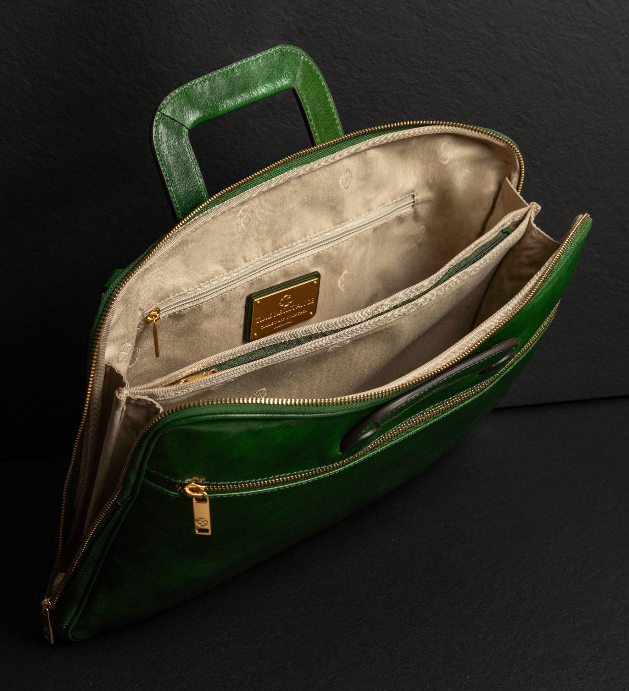 Leather Briefcase Laptop Bag - Brave New World