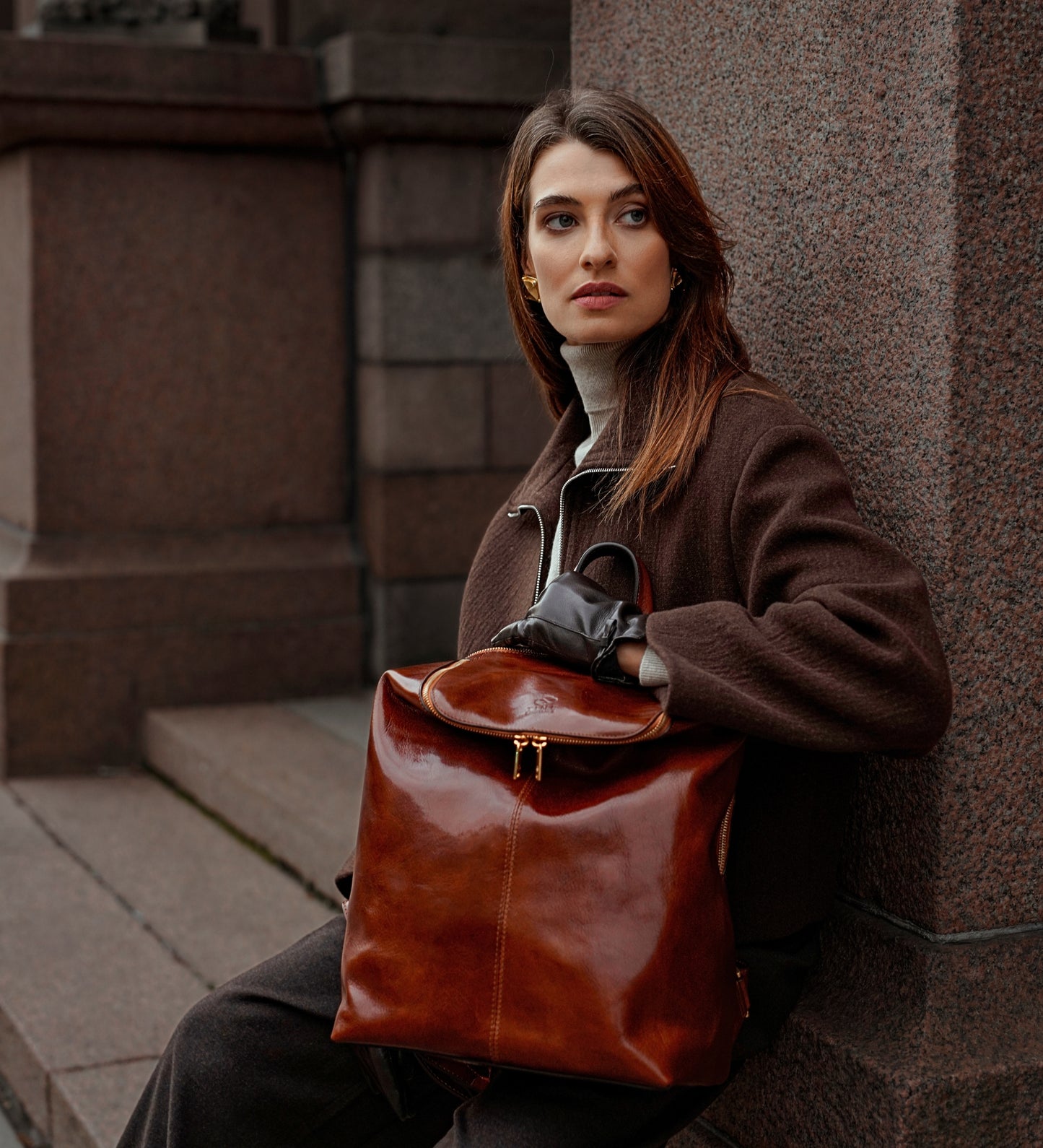 Leather Backpack for Women - A Bend in the River