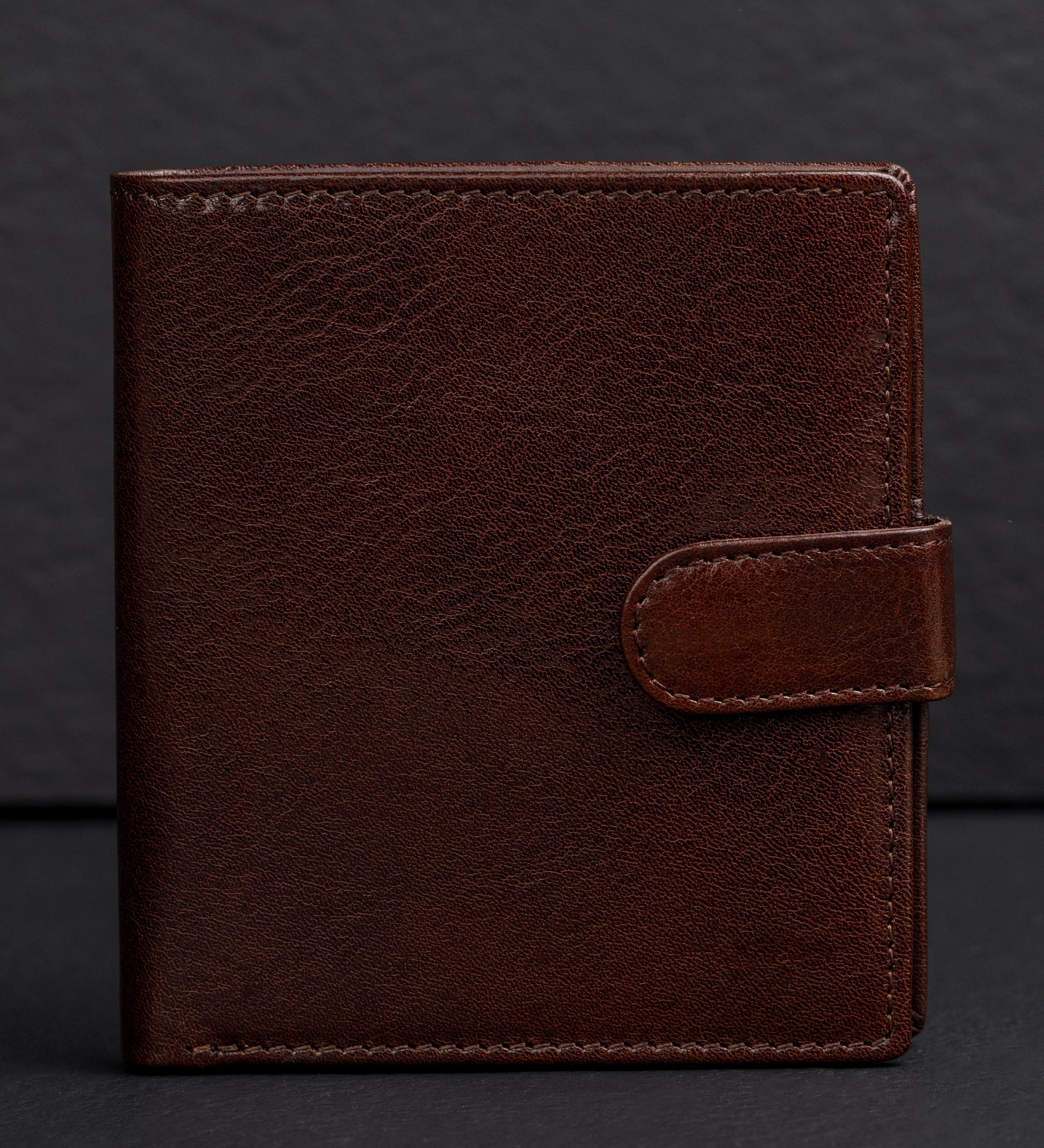 Leather Bifold Wallet with a Snap Closure - Ironweed
