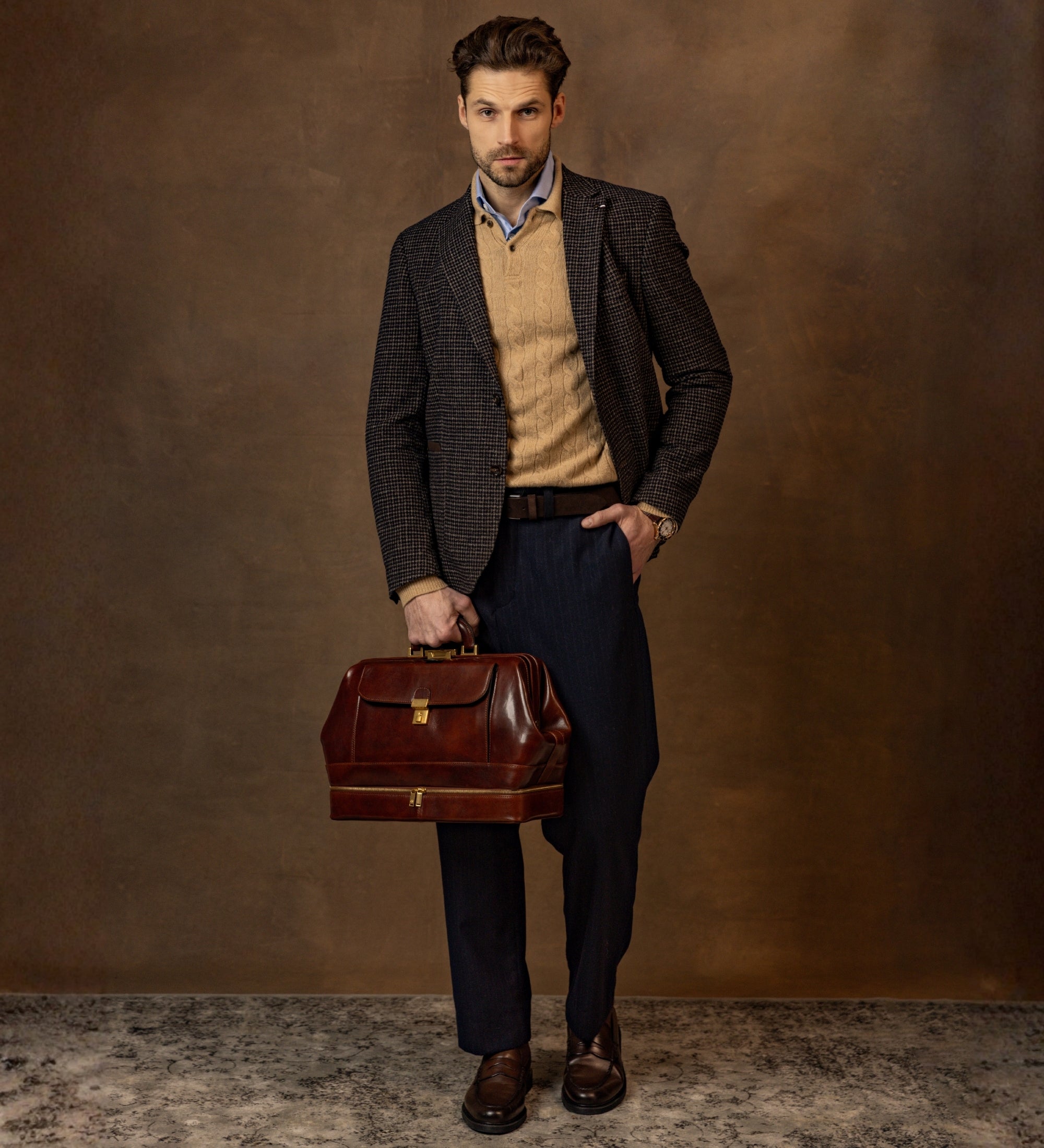 Large Italian Leather Doctor Bag - The Master and Margarita