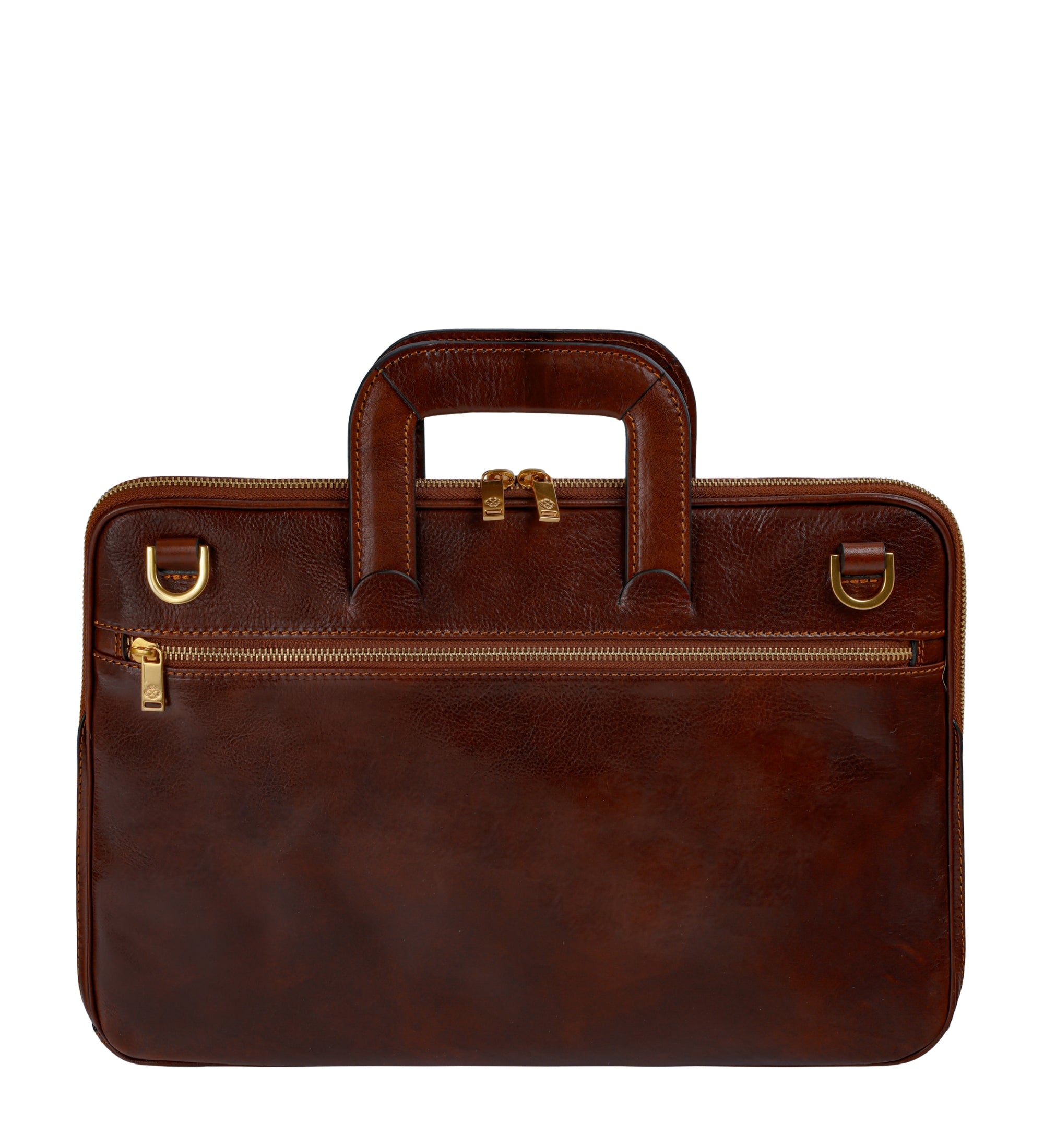 Leather Briefcase Laptop Bag - Brave New World