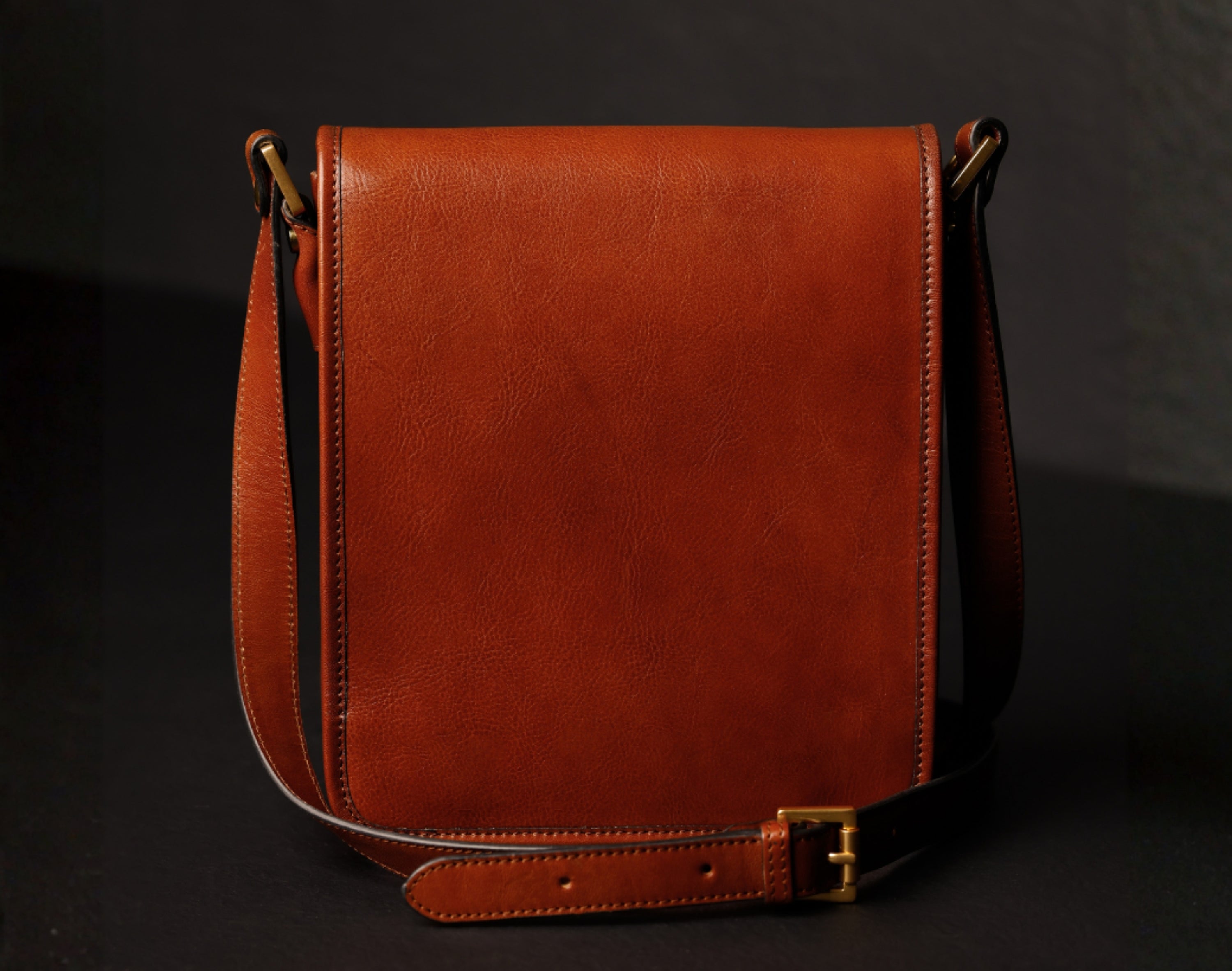 Full-grain leather messenger bag