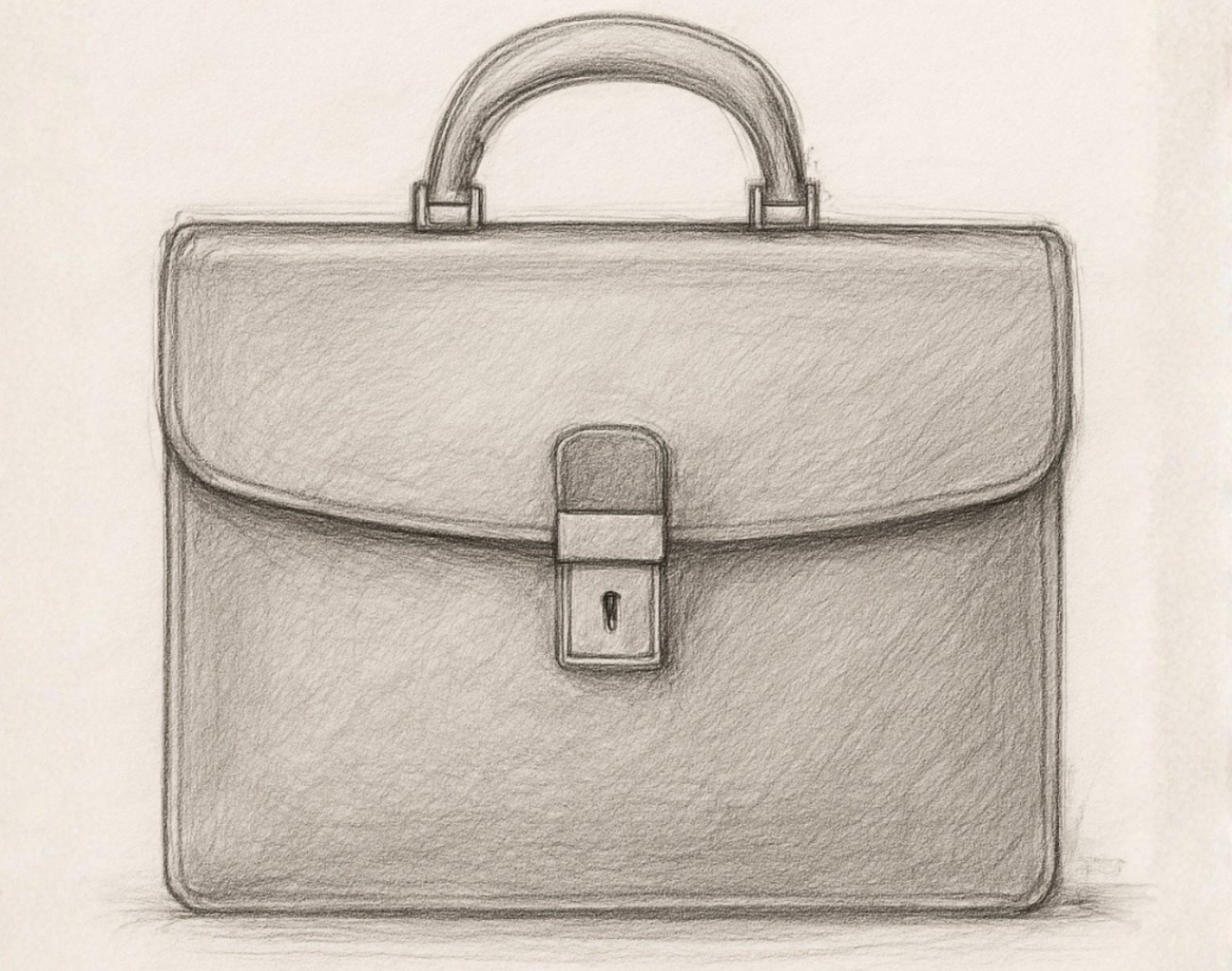 Leather briefcase pencil sketch